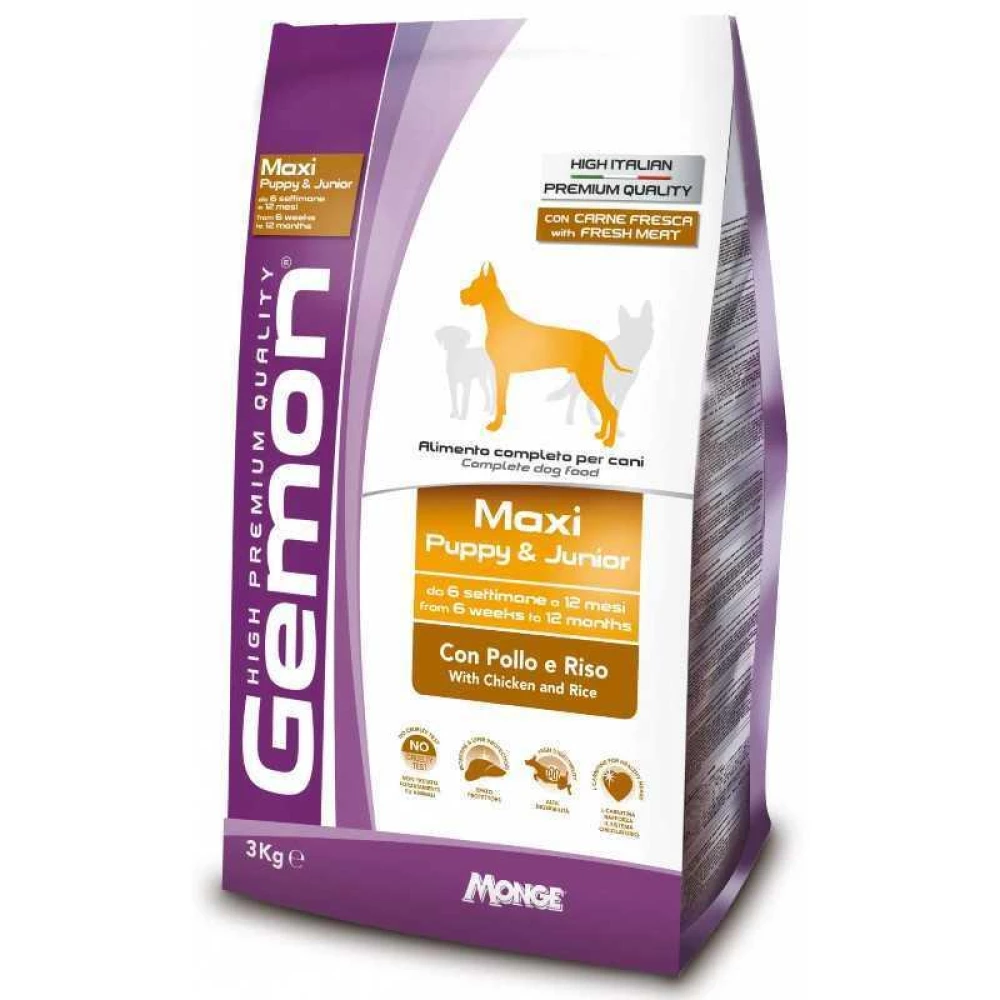 Gemon Maxi Puppy сухой корм для щенков крупных пород, курица рис 3кг