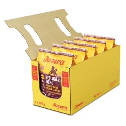 Сухой корм Josera Geflügel-Menü с большим количеством мяса домашней птицы для собак 5*900г (4.5 кг)