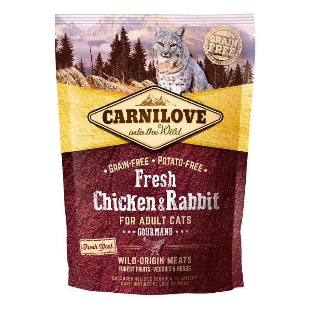 Сухой корм Carnilove Fresh Chicken and Rabbit Gourmand for cats 400g  курица, кролик д/котов