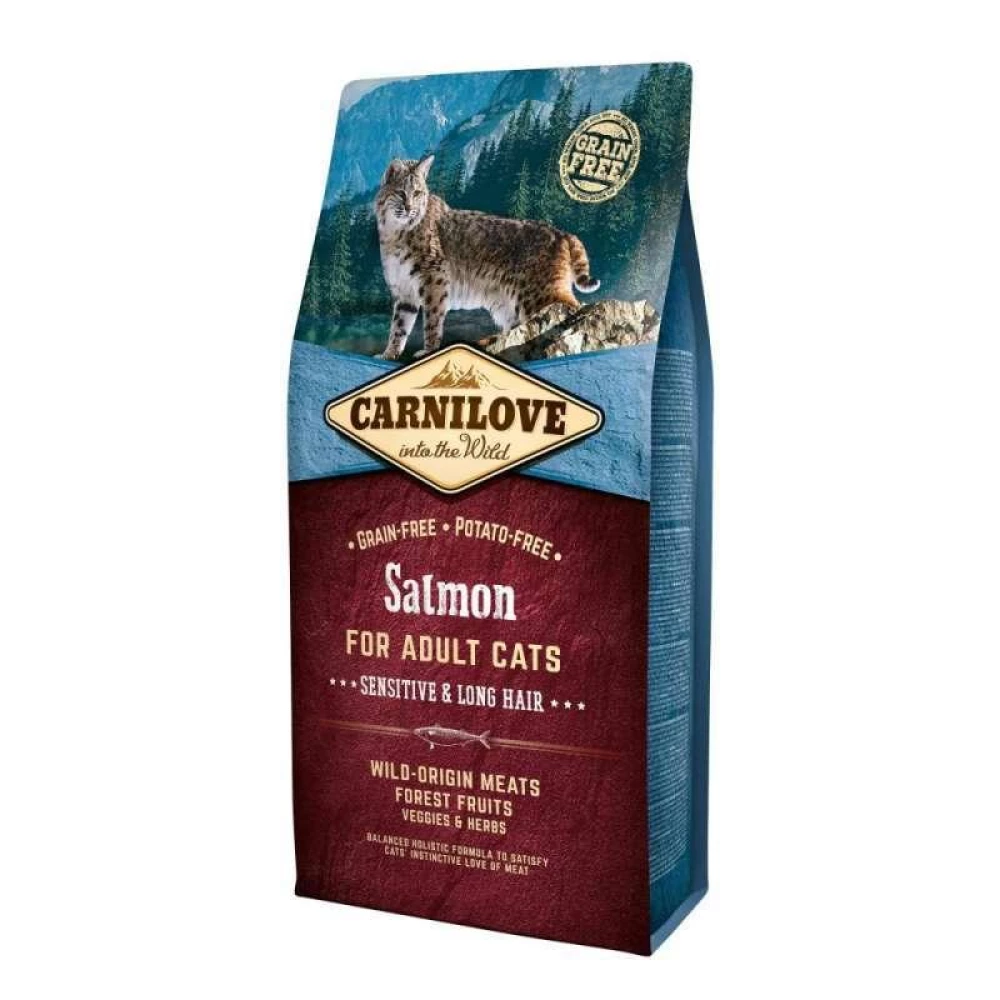 Сухой корм Carnilove Cat Sensitive  and  Long Hair 6 kg лосось (д/кошек с чувств. пищевар.)