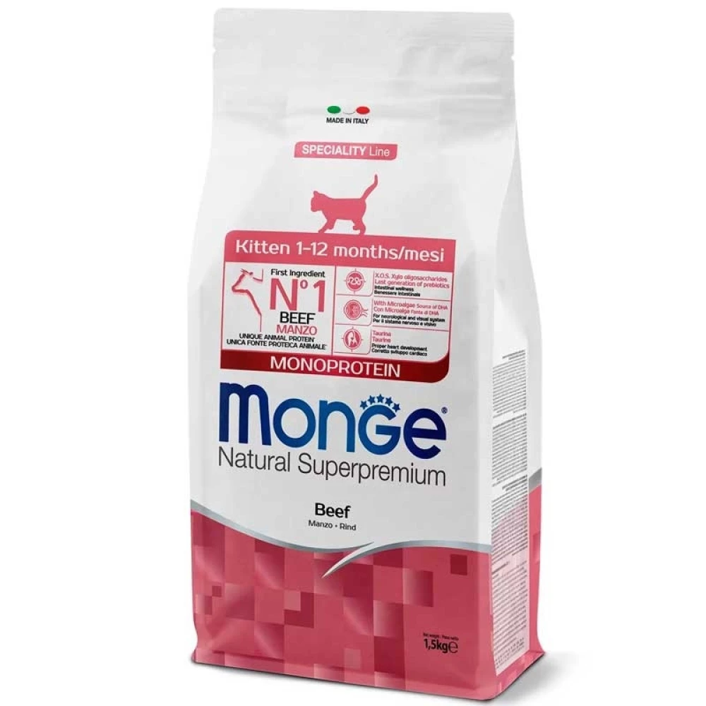 Сухой корм Monge Monoprotein Kitten Beef с говядиной для котят  всех пород 1,5 кг