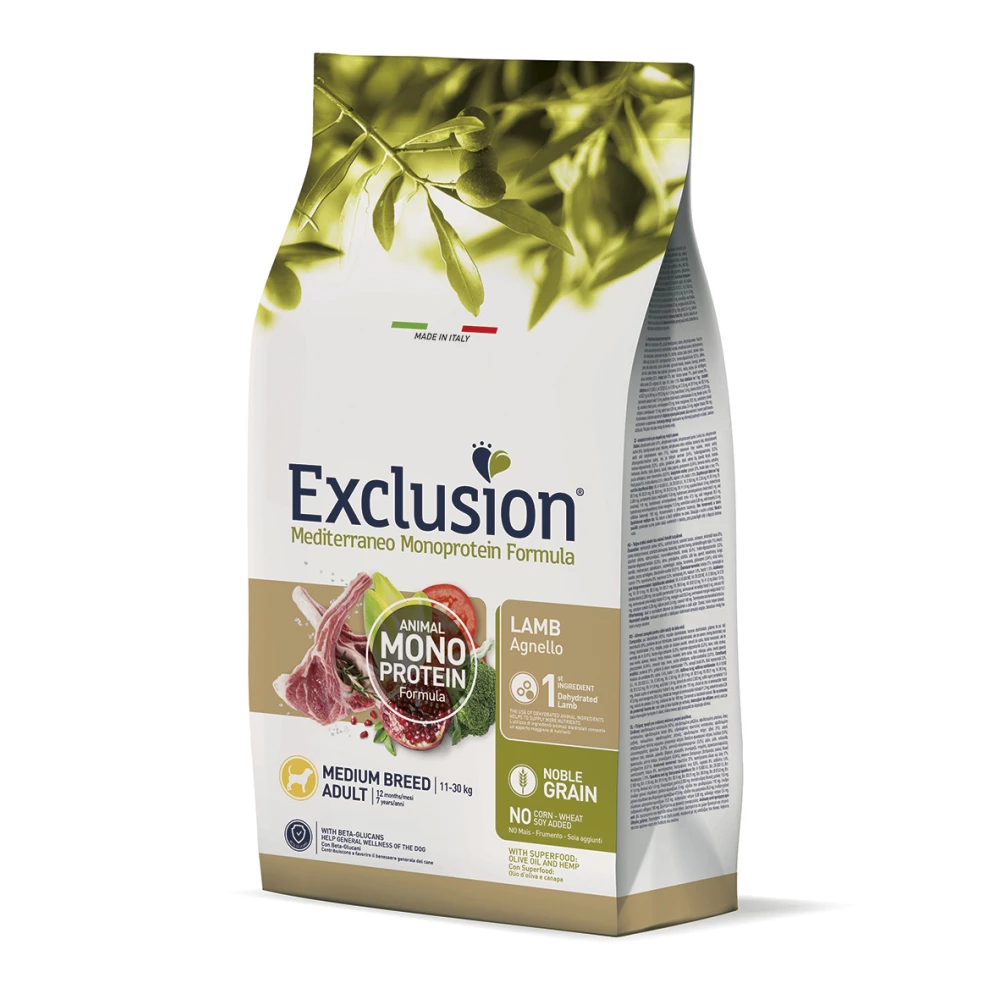 Сухой корм Exclusion Medium Adult Lamb для собак средних пород с ягненком 3кг