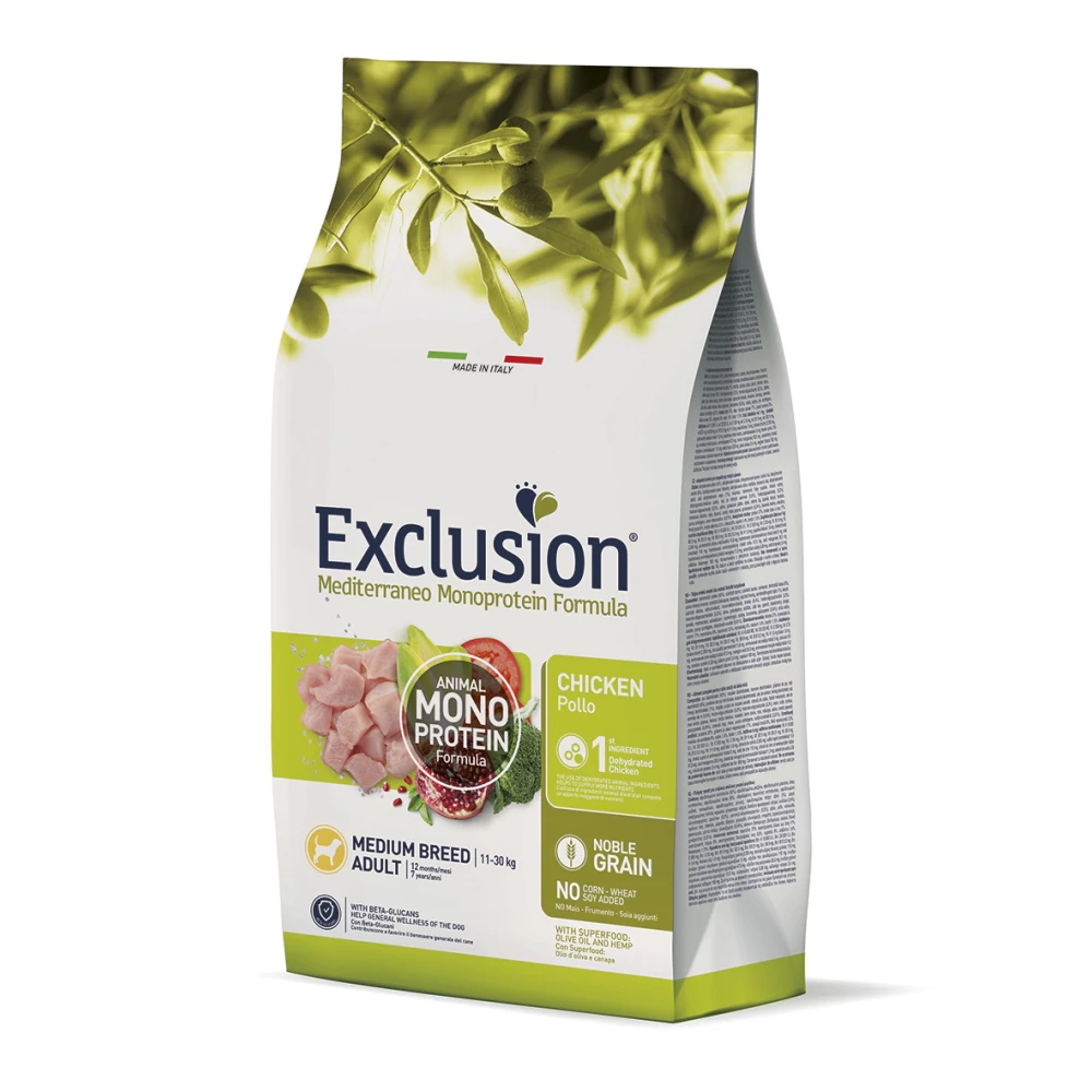 Сухой корм Exclusion Medium Adult Chicken для собак средних пород с курицей 3кг