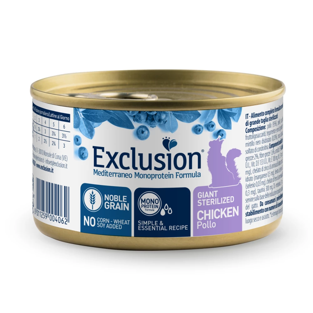 Консервированный корм Exclusion Giant Sterilized Chicken для стерилизованных крупных котов с курицей 85г