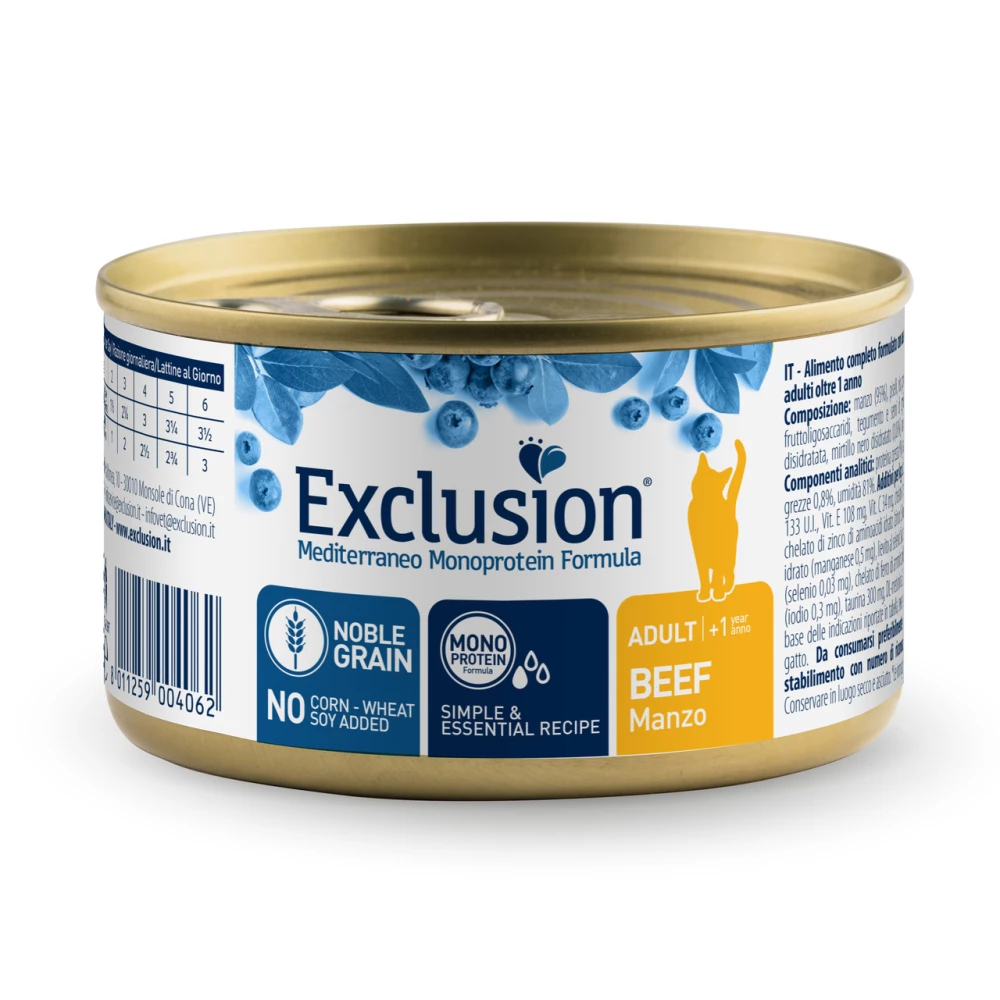 Консервированный корм Exclusion Adult Beef для котов с говядиной 85г