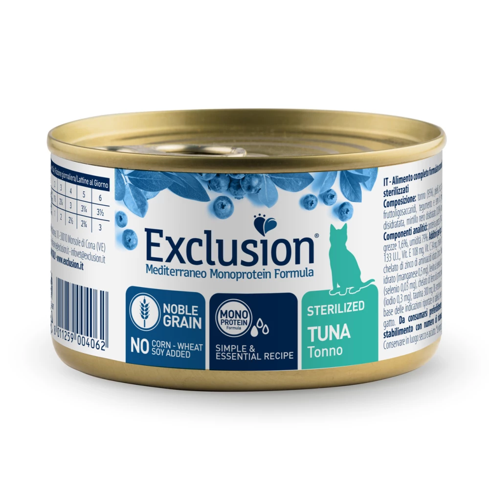 Консервированный корм Exclusion Sterilized Tuna для стерилизованных котов с тунцом 85г