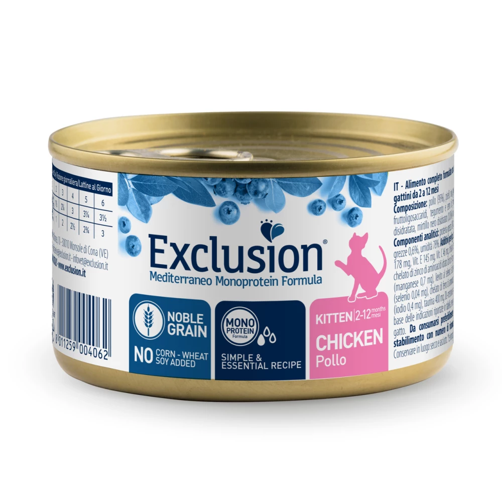 Консервированный корм Exclusion Kitten Chicken для котят с курицей 85г