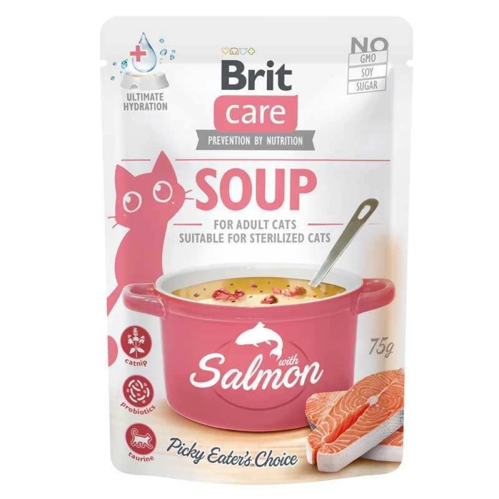 Консервированній корм Brit Care Soup Cat Суп для котов с лососем 75г