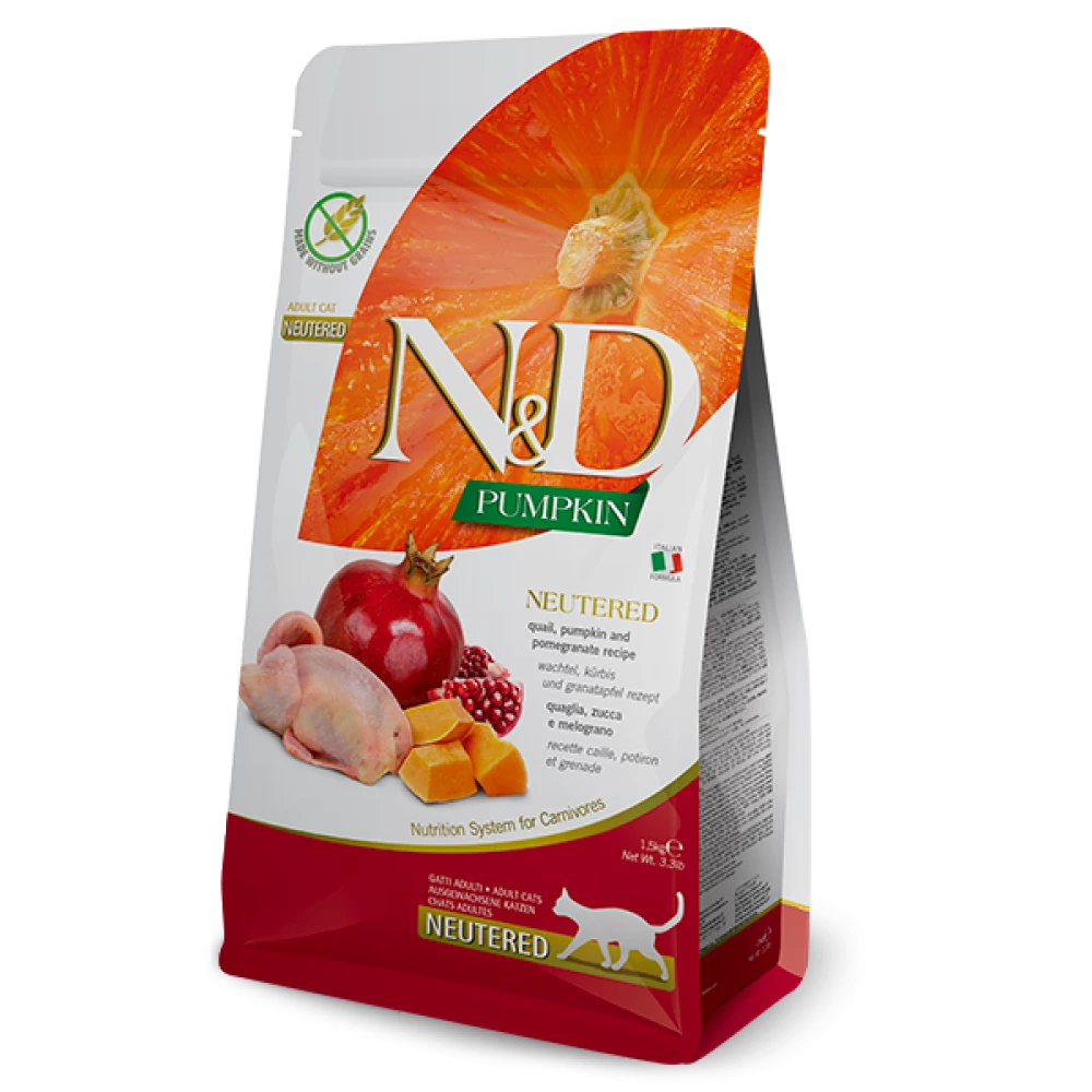 Сухой корм Farmina N&D GF Pumpkin Qual для стерилизованных котов с перепелой 1.5 кг