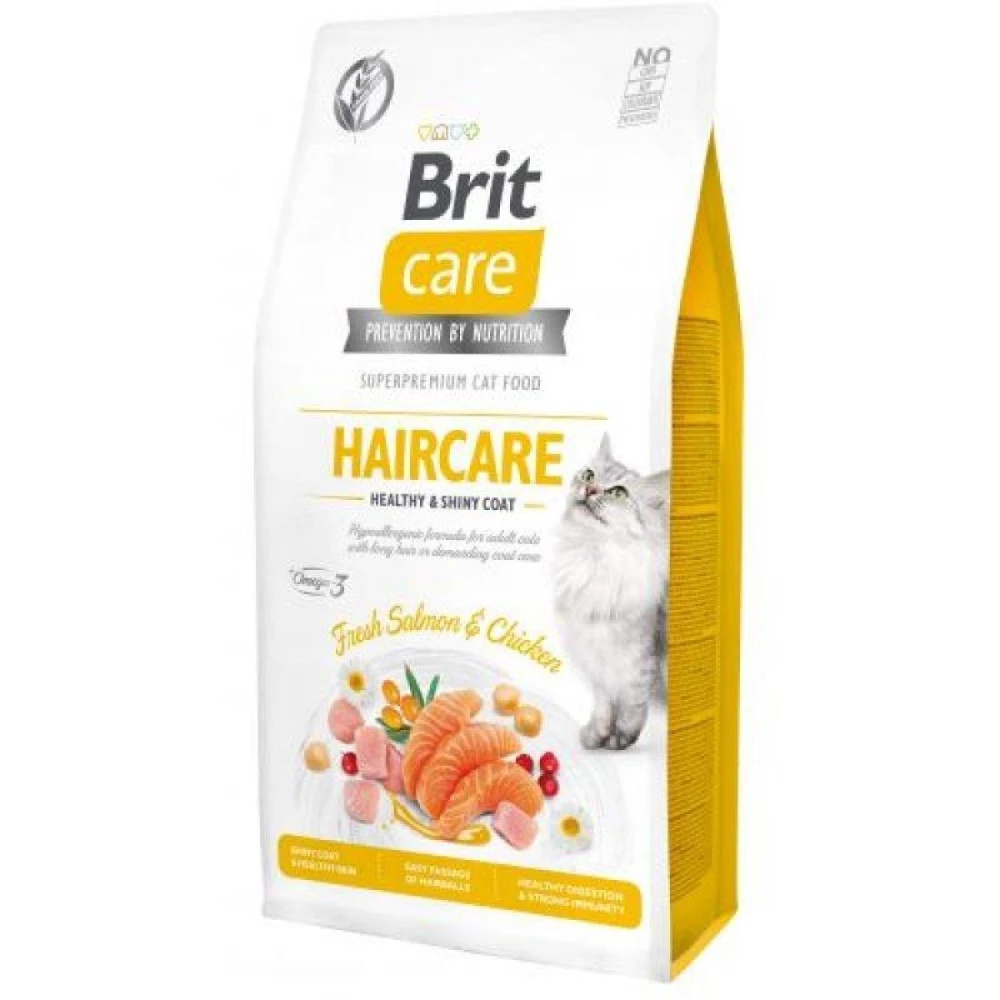 Brit care Cat GF Haircare Healthy & Shiny Coat Сухой корм для кошек со сложным уходом за шерстью, лосось 2кг