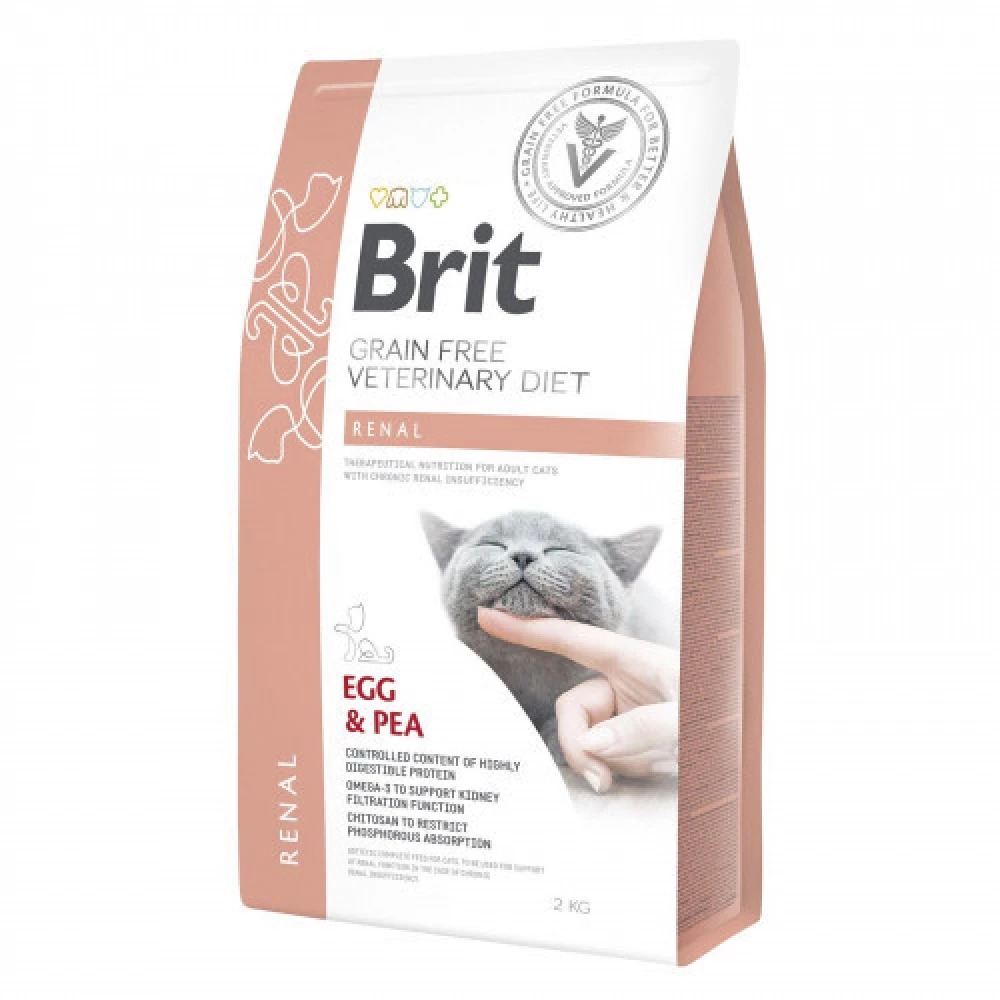 Brit Veterinary Diets GF Cat Renal Сухой корм для кошек при заболеваниях почек, яйцо 2кг