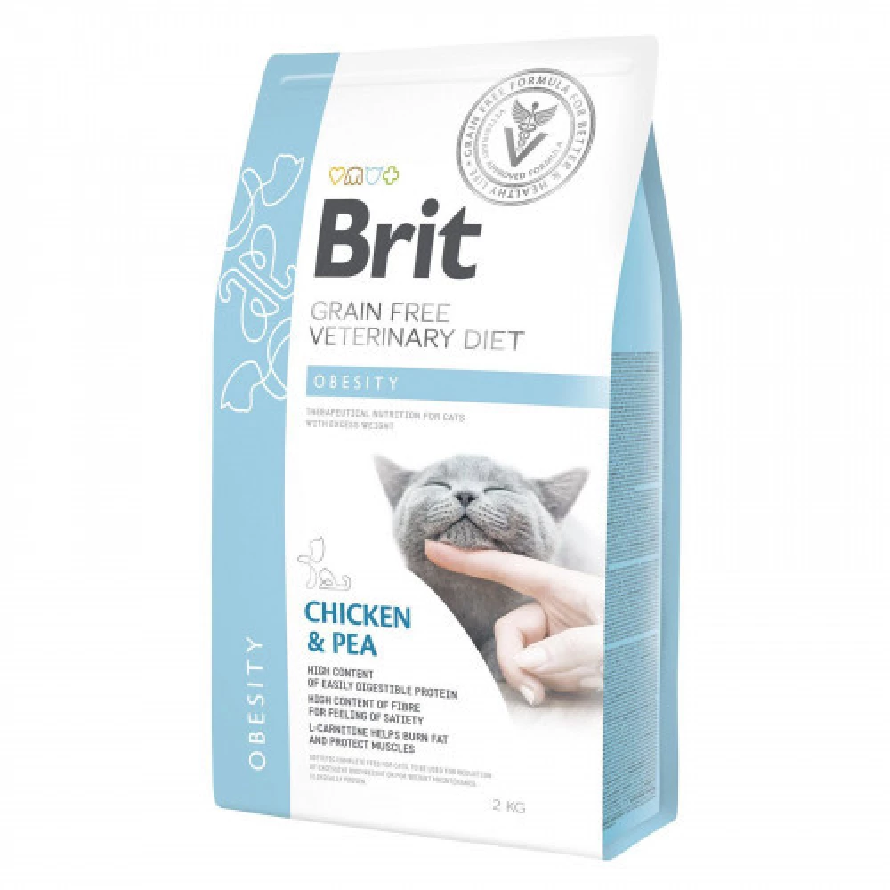 Brit Veterinary Diets GF Cat Obesity Сухой корм для кошек для снижения веса, курица 2кг