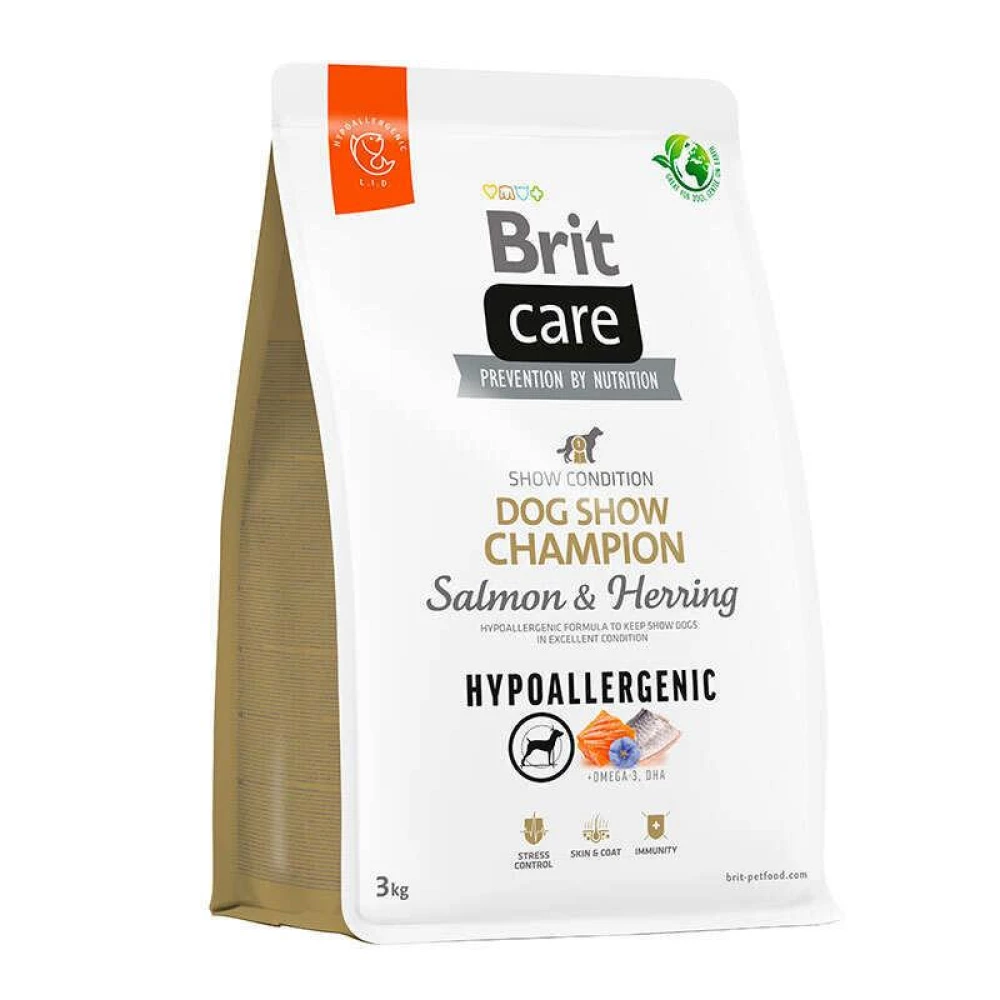 Brit care Hypoallergenic Dog Show Champion Сухой корм с лососем и селедкой для выставочных пород собак 3кг