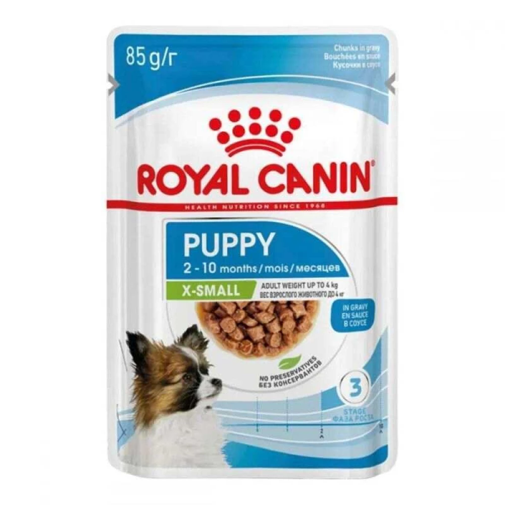 Royal Canin Puppy X-Small Консервированный корм для щенков миниатюрных пород (кусочки в соусе) 85г