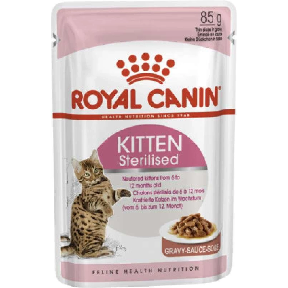Royal Canin Kitten Sterilised Консервированный корм кусочками для стерилизованных котят (кусочки в соусе) 85г