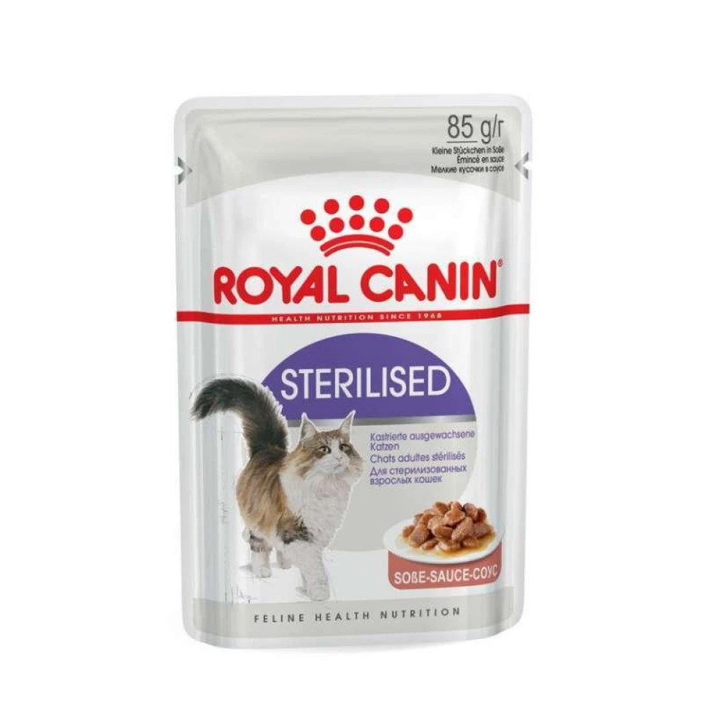 Royal Canin Sterilised Консервированный корм для взрослых стерилизованных кошек (кусочки в соусе) пауч 85г