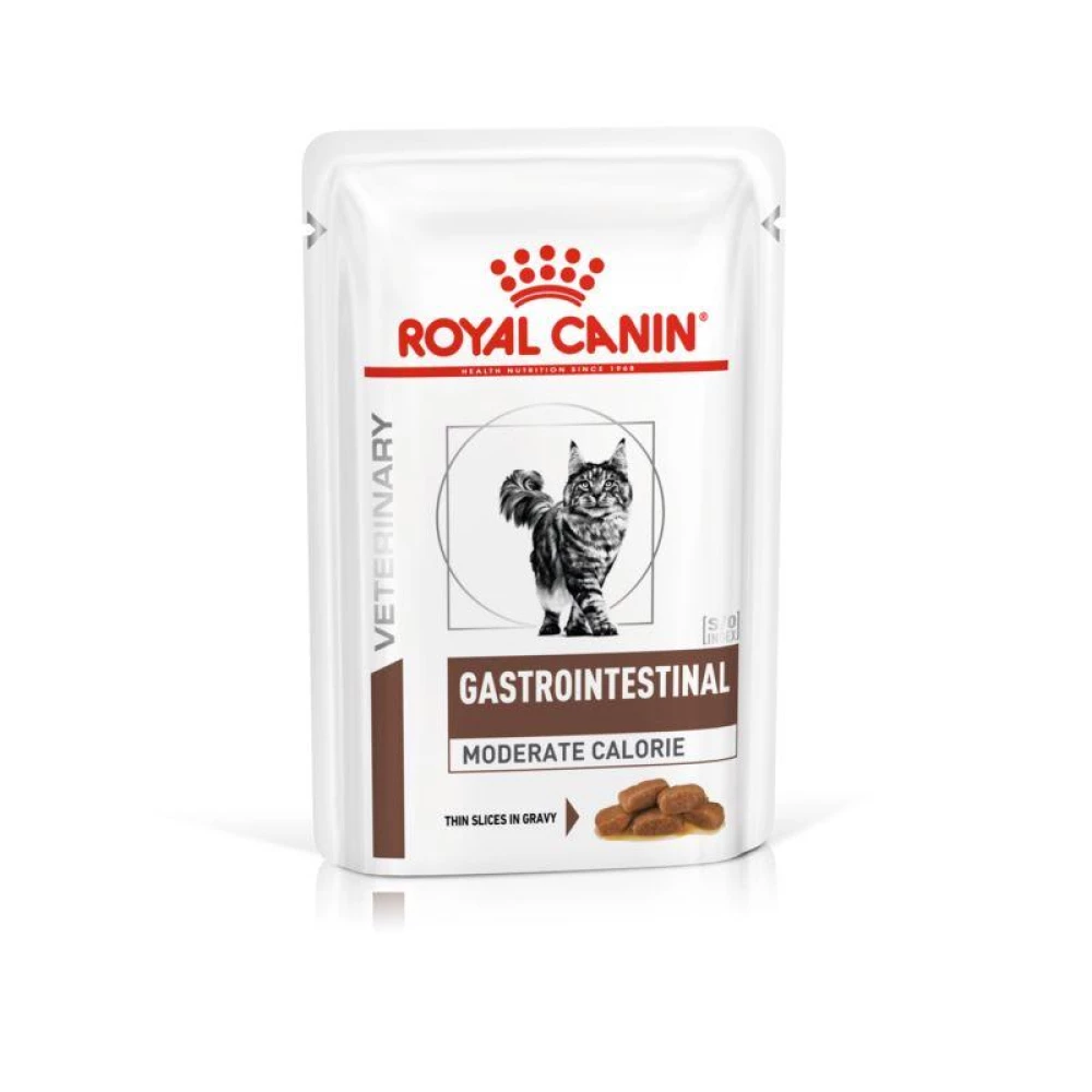 Royal Canin Gastrointestinal Moderate Calorie Корм для кошек при нарушениях пищеварения (кусочки в соусе) 85г