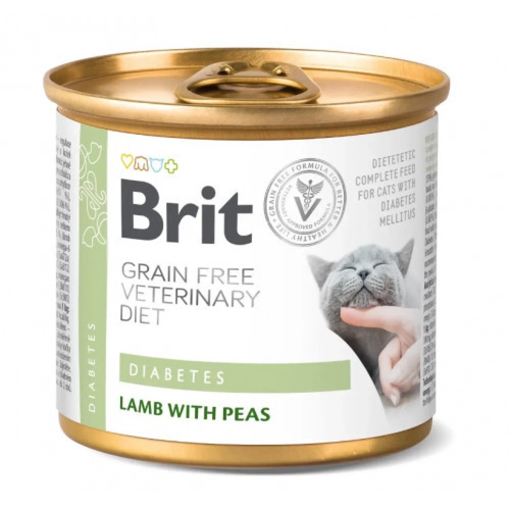 Brit Veterinary Diets GF Cat Diabetes Влажный корм для кошек с заболеванием сахарным диабетом, ягненок 200г