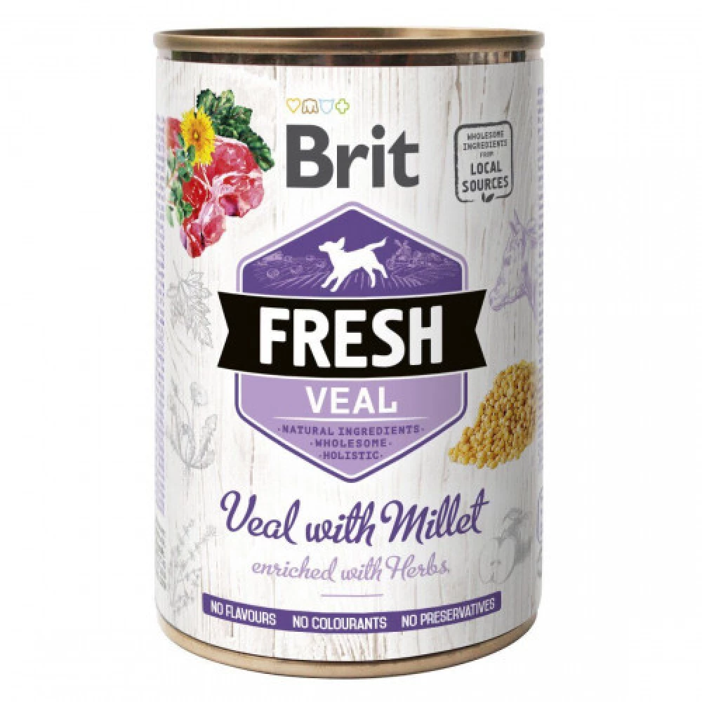 Brit fresh Veal with Millet Влажный корм консерва для собак, телятина 400 г