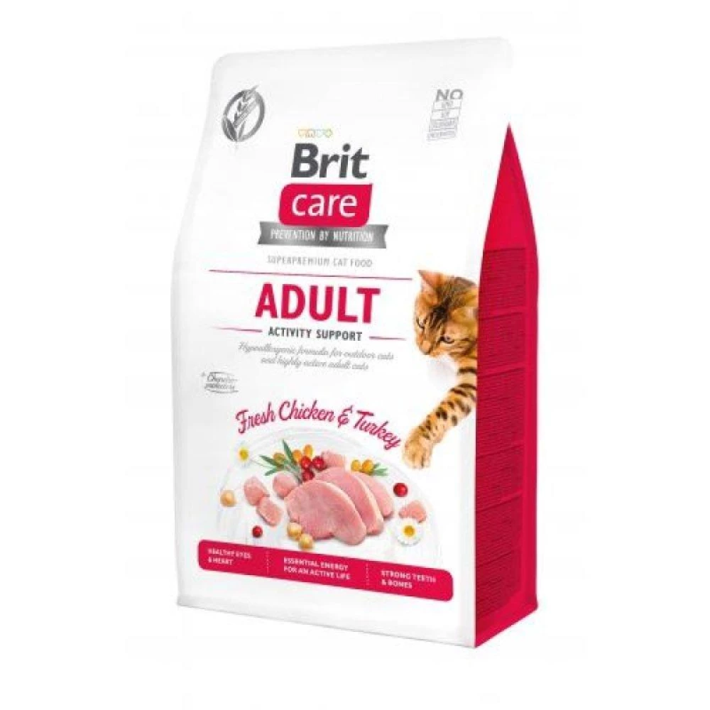 Brit care GF Adult Activity Support Сухой корм для активных кошек, курица и индейка 2кг