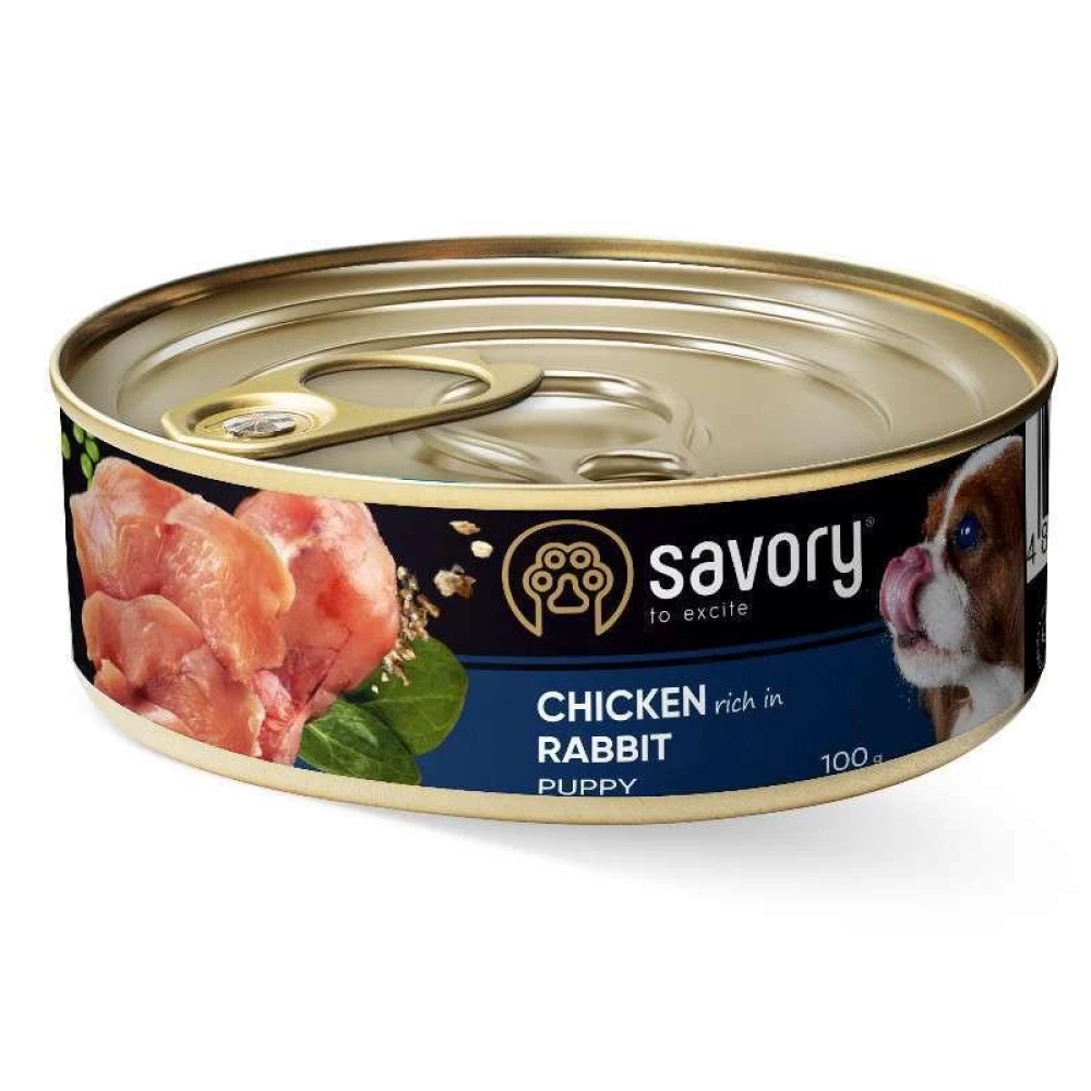 Savory Chicken Rabbit Puppy Влажный корм с кролем и курицей для щенков 100г