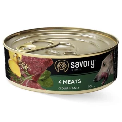 Savory Dog Gourmand 4 meats Влажный корм с четырьмя видами мяса для взрослых собак гурманов всех пород 100г Savory Dog Gourmand 4 meats Влажный корм с четырьмя видами мяса для взрослых собак гурманов всех пород 100г
