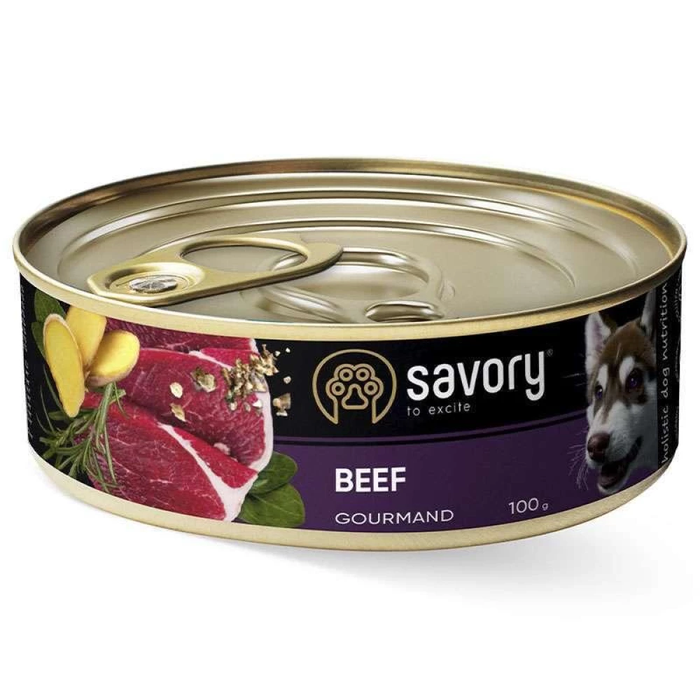 Savory Dog Gourmand Вeef Влажный корм из мяса говядины для взрослых гурманских собак 100г