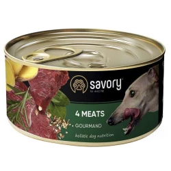 Savory Dog Gourmand 4 meats Влажный корм с четырьмя видами мяса для взрослых собак гурманов всех пород 200г Savory Dog Gourmand 4 meats Влажный корм с четырьмя видами мяса для взрослых собак гурманов всех пород 200г