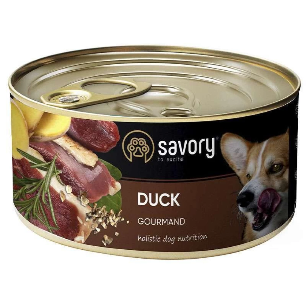 Savory Dog Gourmand Duck Влажный корм с уткой для взрослых собак гурманов всех пород 200г