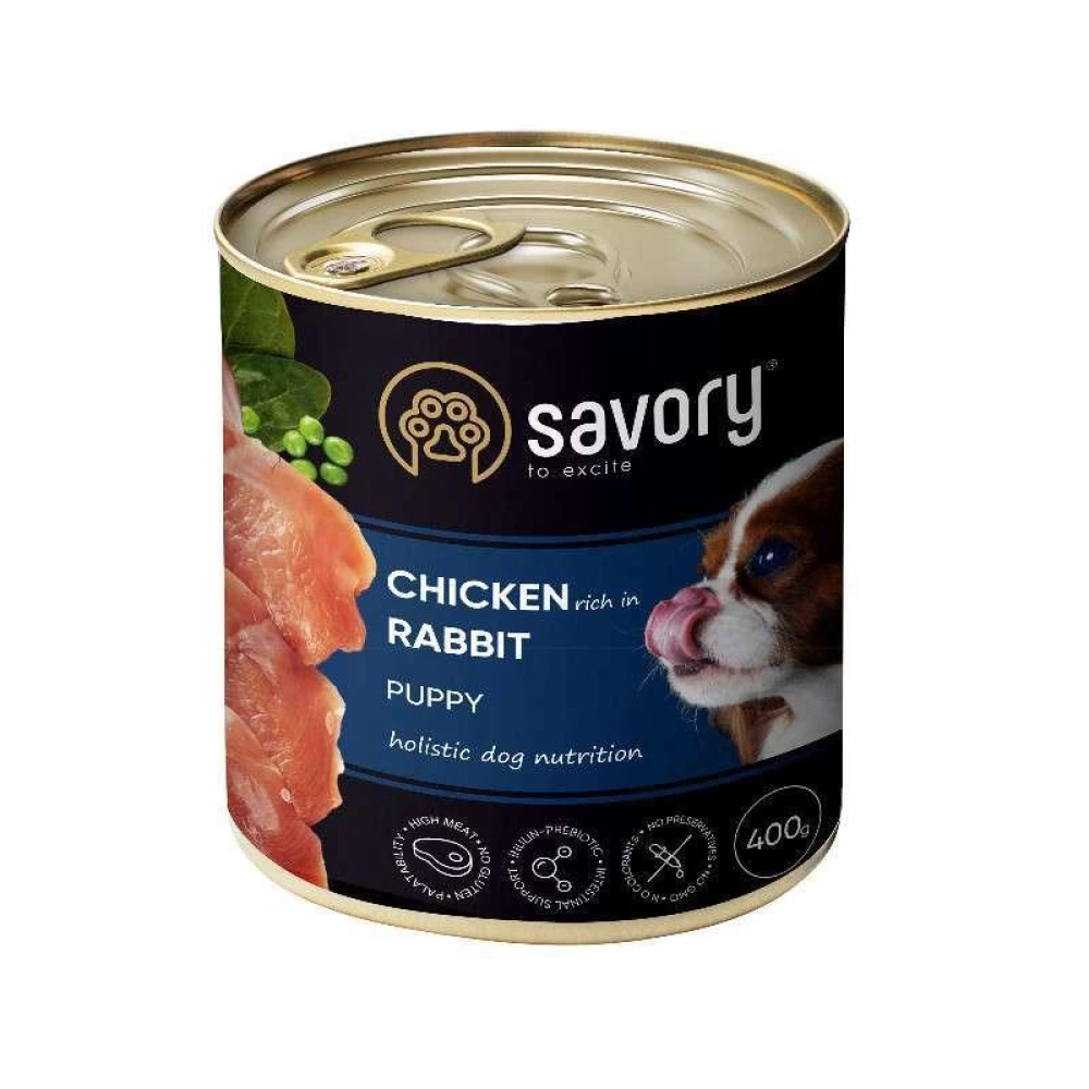 Savory Chicken Rabbit Puppy Влажный корм с кролем и курицей для щенков 400г