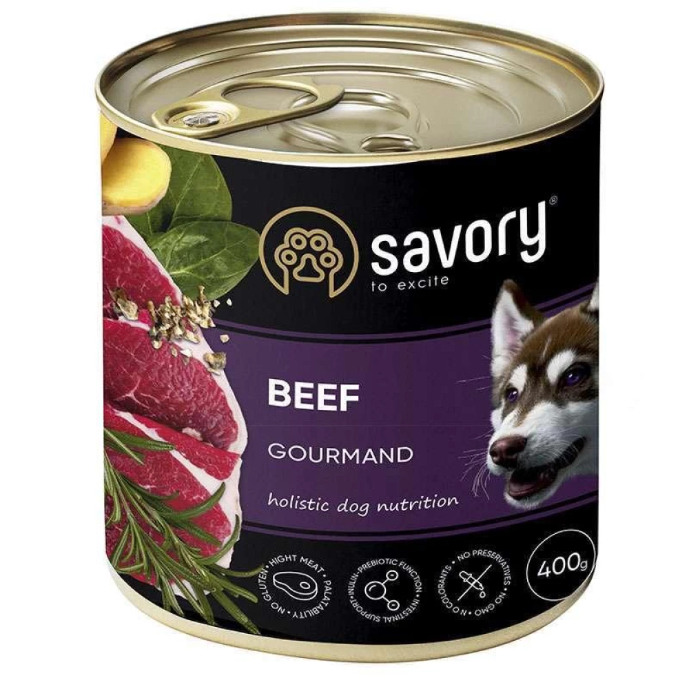 Savory Dog Gourmand Вeef Влажный корм из мяса говядины для взрослых гурманских собак 400г