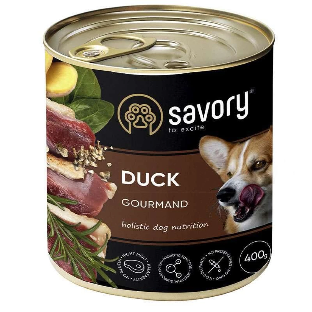 Savory Dog Gourmand Duck Влажный корм с уткой для взрослых собак гурманов всех пород 400г