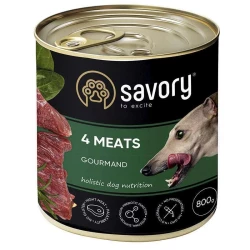 Savory Dog Gourmand 4 meats Влажный корм с четырьмя видами мяса для взрослых собак гурманов всех пород 800г Savory Dog Gourmand 4 meats Влажный корм с четырьмя видами мяса для взрослых собак гурманов всех пород 800г