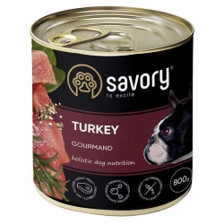 Savory Dog Gourmand Turkey Влажный корм с мясом индейки для взрослых собак гурманов всех пород 800г Savory Dog Gourmand Turkey Влажный корм с мясом индейки для взрослых собак гурманов всех пород 800г