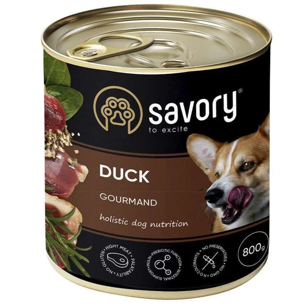 Savory Dog Gourmand Duck Влажный корм с уткой для взрослых собак гурманов всех пород 800г
