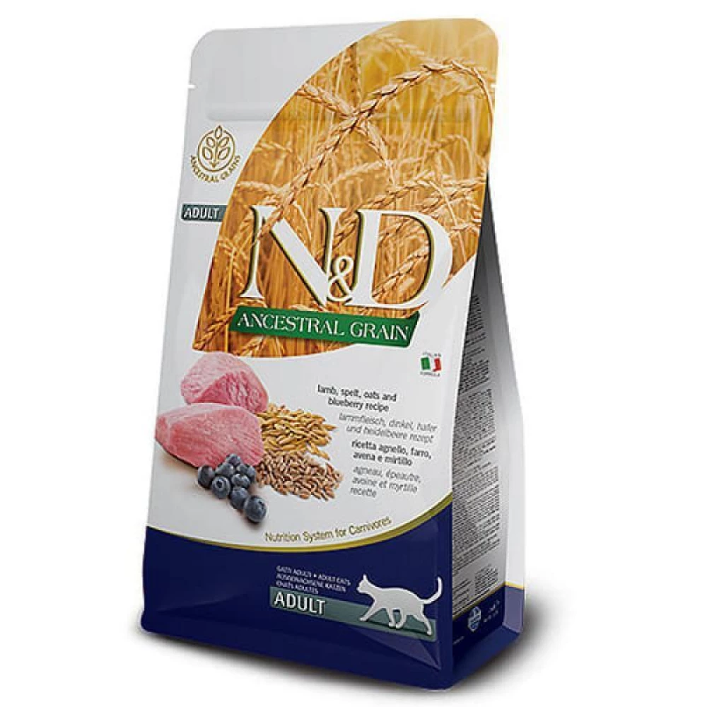 Farmina N&D LG Adult Cat Lamb & Blueberry Сухой корм для взрослых кошек с ягненком, низкозерновой 300г