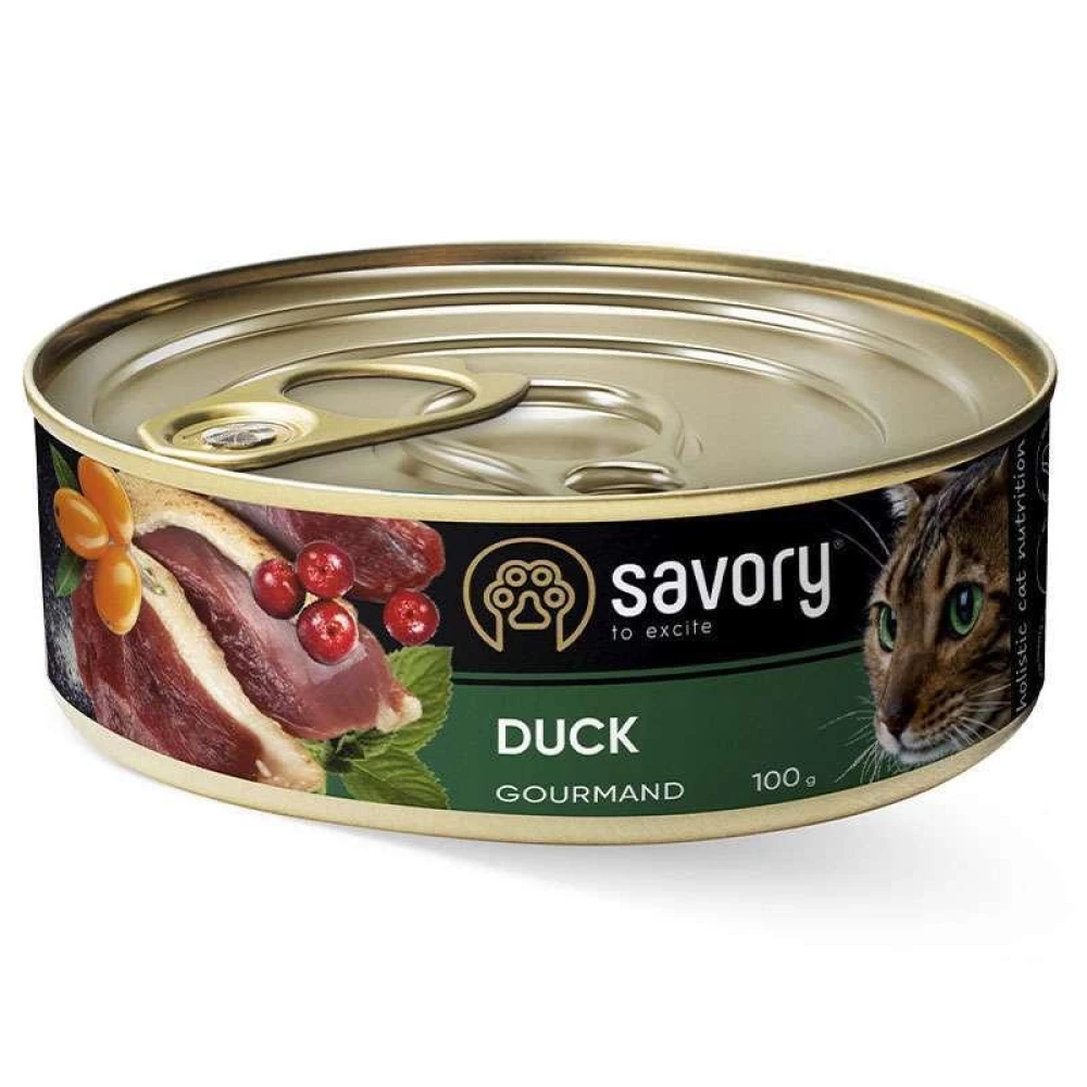 Savory Cat Gourmand Duck Влажный корм из мяса утки для взрослых кошек гурманов 100г