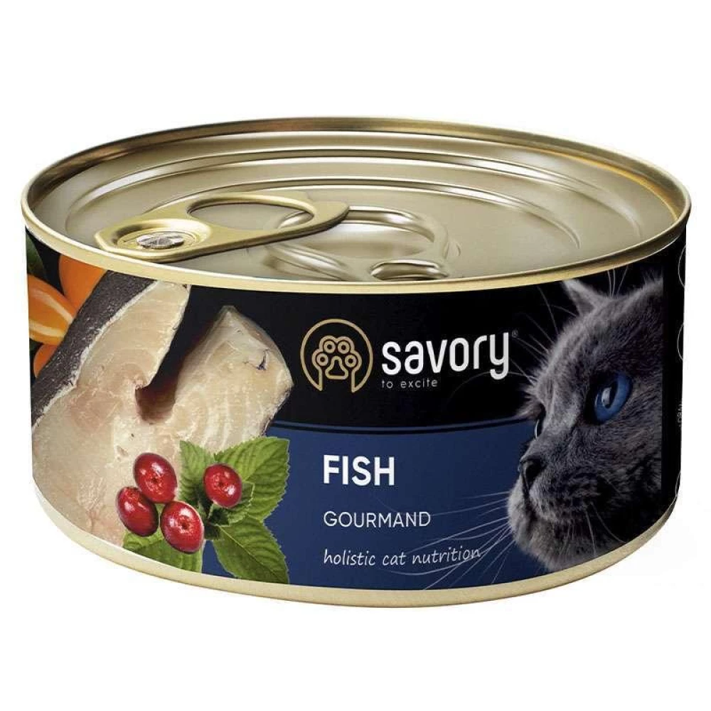 Savory Cat Gourmand Fish Влажный корм с рыбой для длинношерстных кошек гурманов 200г