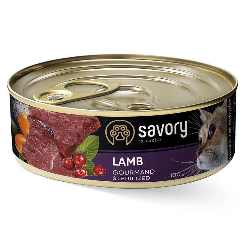 Savory Cat Gourmand Sterilized Lamb Влажный корм c ягненком для стерилизованных кошек всех пород 100г