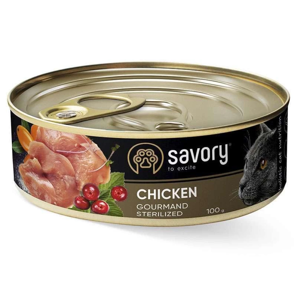 Savory Cat Gourmand Sterilized Сhicken Влажный корм c курицей для стерилизованных кошек всех пород 100г