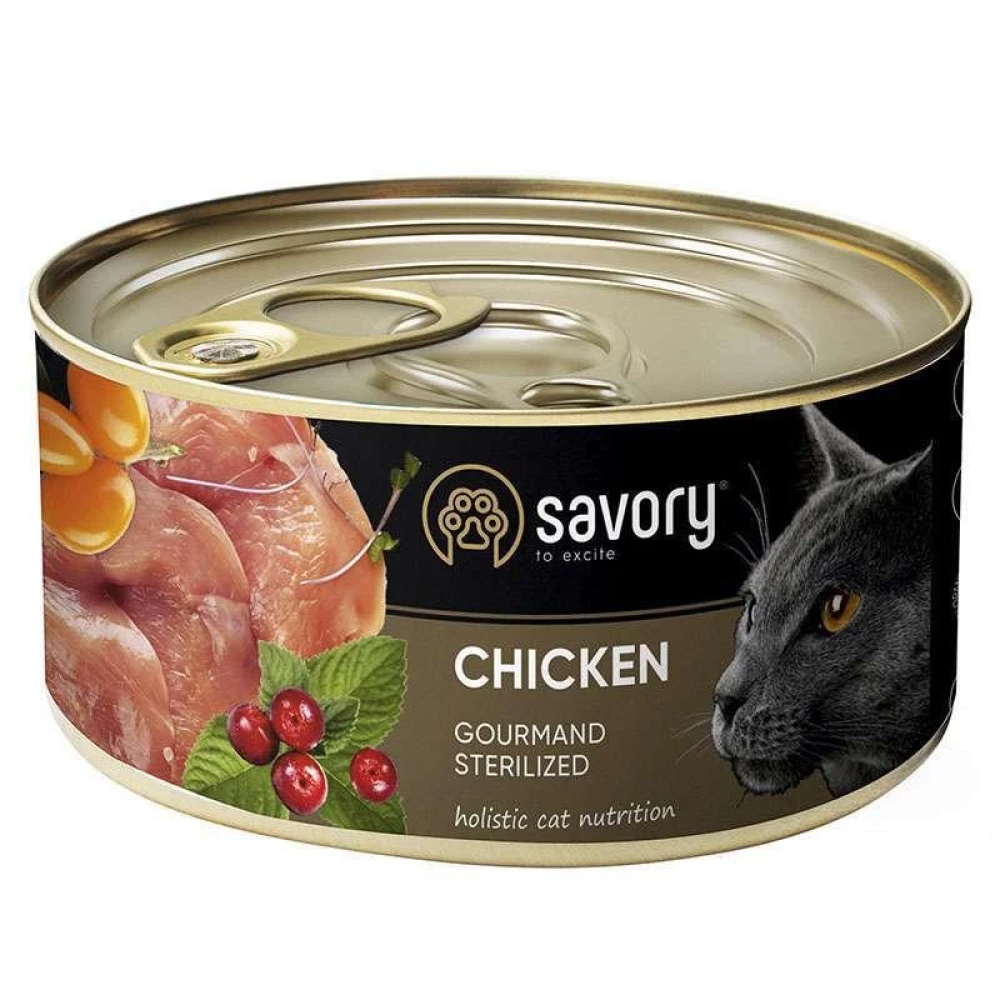 Savory Cat Gourmand Sterilized Сhicken Влажный корм c курицей для стерилизованных кошек всех пород 200г