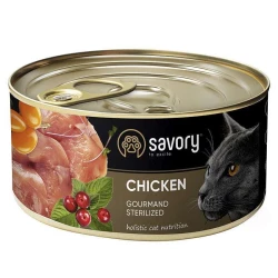 Savory Cat Gourmand Sterilized Сhicken Влажный корм c курицей для стерилизованных кошек всех пород 200г