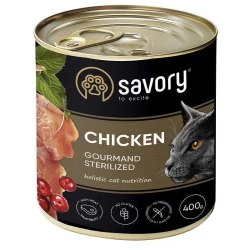 Savory Cat Gourmand Sterilized Сhicken Влажный корм c курицей для стерилизованных кошек всех пород 400г