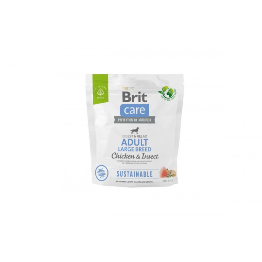 Brit care Adult Large Breed Chicken & Insect Sustainable Корм для взрослых собак больших пород, насекомые 1кг