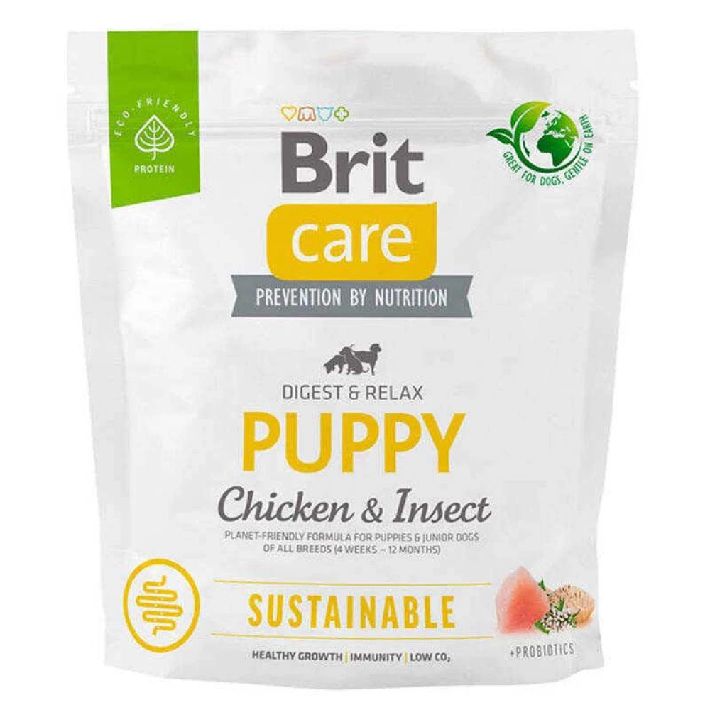 Brit care Dog Sustainable Puppy Сухой корм с курицей и насекомыми для щенков 1кг