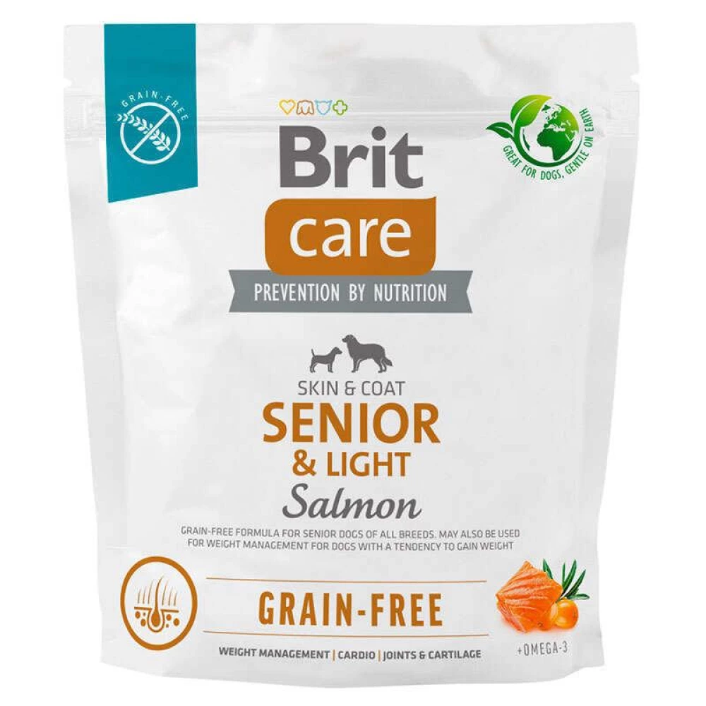 Brit care Dog Grain-free Senior & Light Сухой беззерновой корм с лососем для стареющих собак 1кг