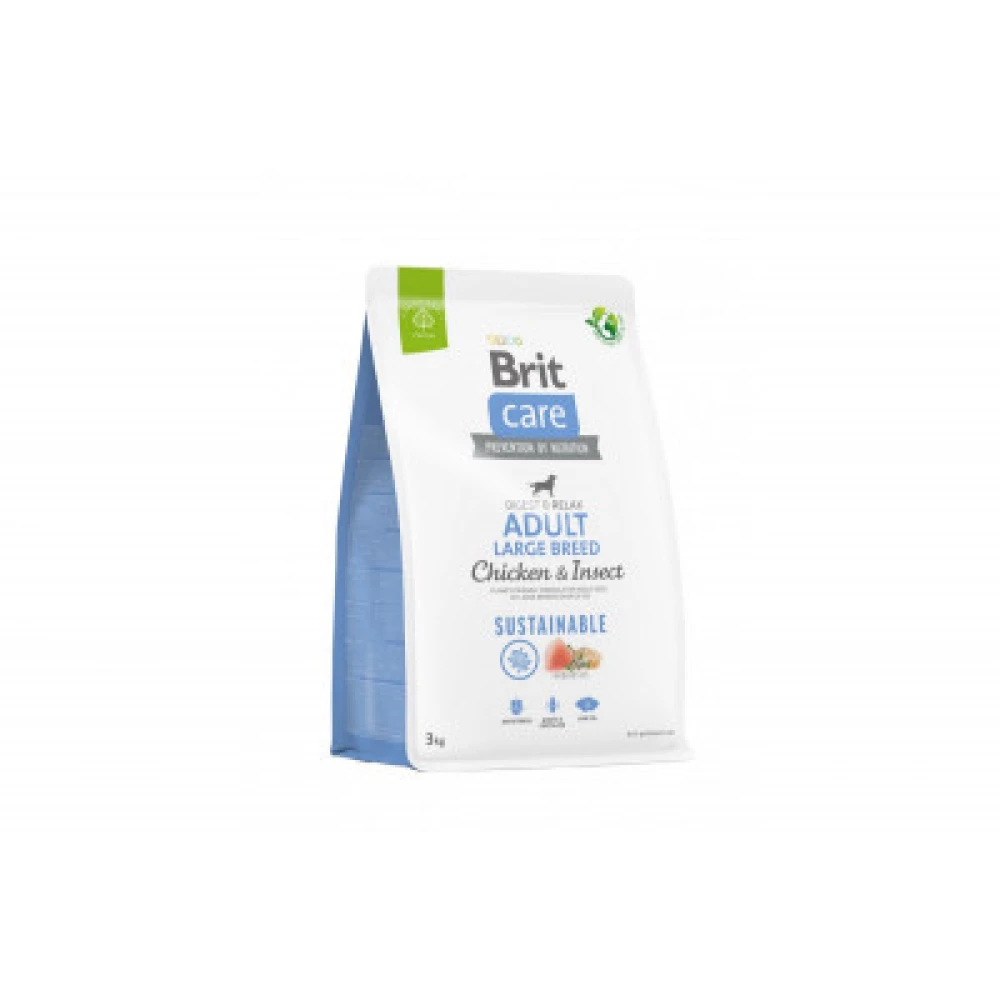 Brit care Adult Large Breed Chicken & Insect Sustainable Корм для взрослых собак больших пород, насекомые 3кг