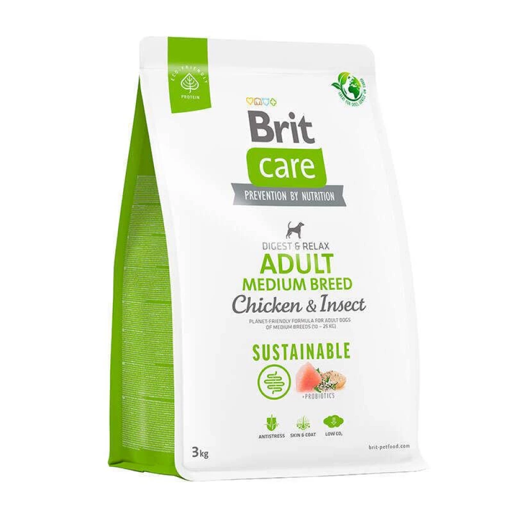 Brit care Sustainable Adult Medium Breed Сухой корм для взрослых собак средних пород, курица и насекомые 3кг