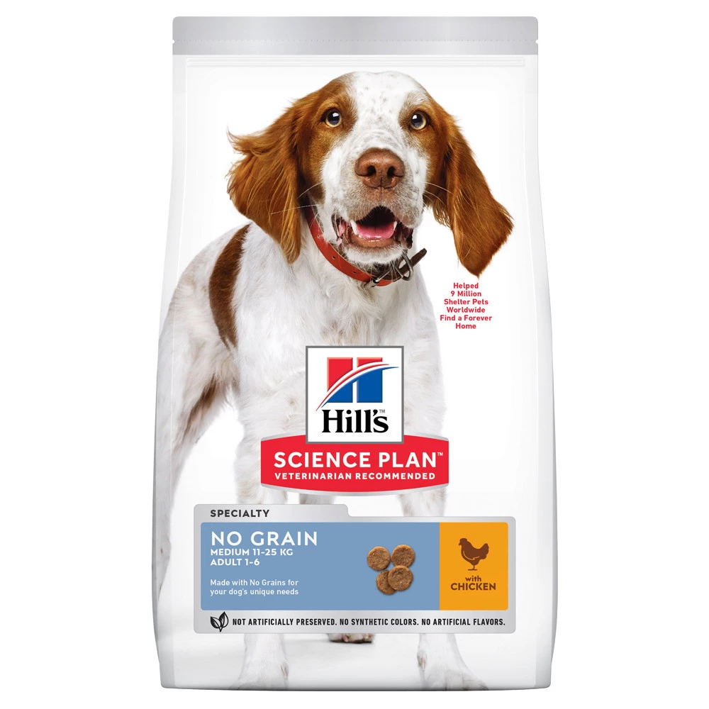 Hill“s SP Adult Medium Breed No Grain беззерновой корм для взрослых собак средних пород, курица 2,5 кг