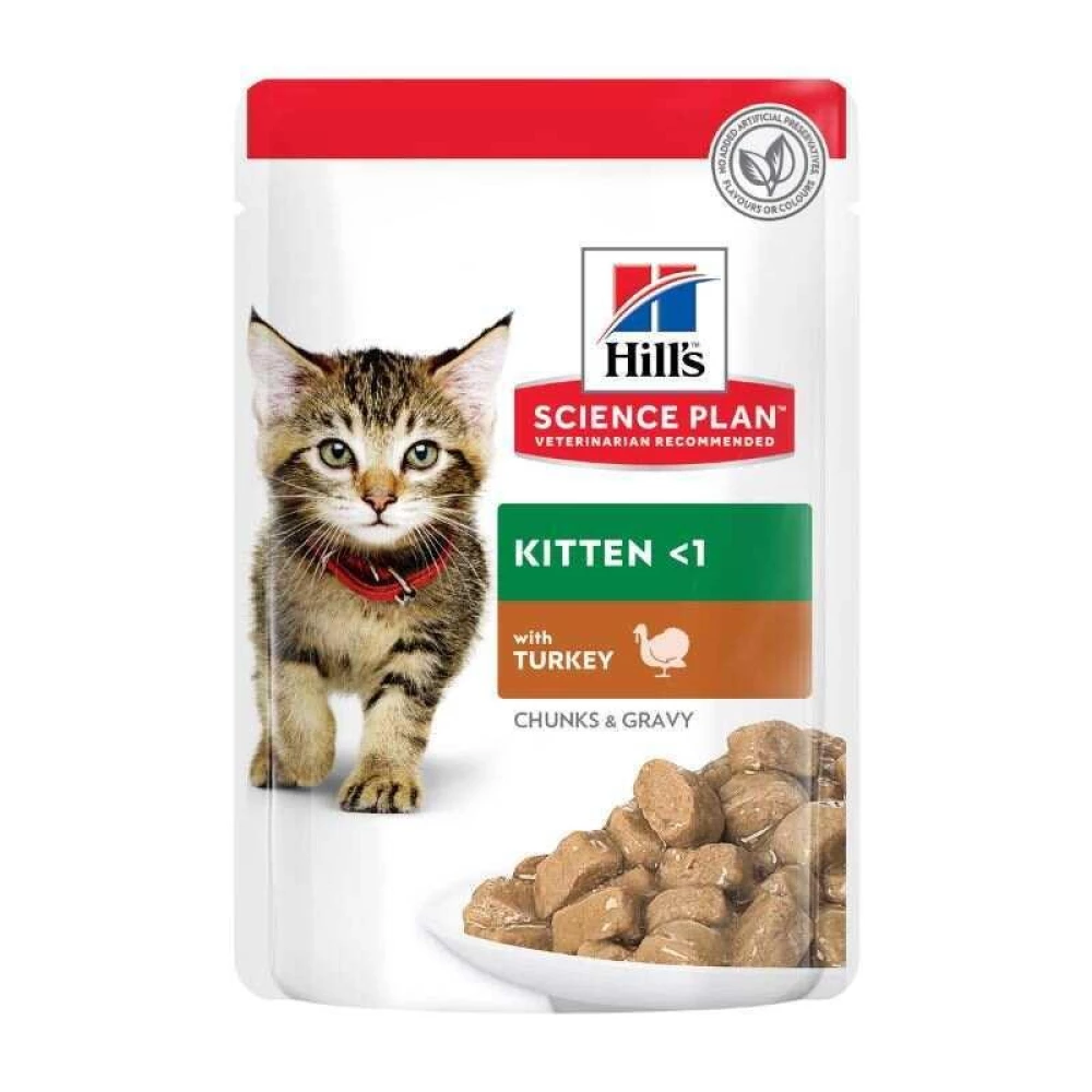 Hill“s SP Kitten Turkey Влажный корм для котят и кошек в период беременности с индейкой (кусочки в соусе) 85г